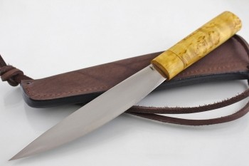 Якутский нож большой "Хотохон" 65х13. Рукоять карельская береза.